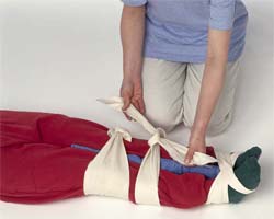بیحرکت کردن موقت شکستگی ساق یا مچ پا با بستن دو اندام به هم